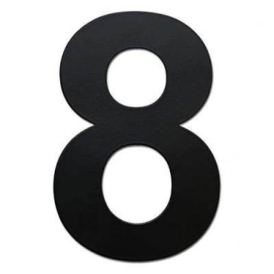 Image de Numéro de porte en acier inoxydable maison adhésif noir fabriqué SUS304 massif 3in/7.5cm(8)