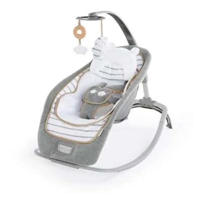 Image de Ingenuity, Transat Évolutif et Siège Sauteur Bébé Bella Tedy avec vibrations, arche de jeu, 2 jouets, 12 mélodies, pliable, volume réglable, ergonomique, dès la naissance à 18 kg