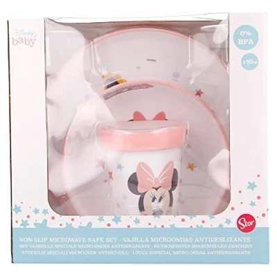 Image de Service DE Table pour Enfants avec Base ANTIDÉRAPANTE. Verre, Bol ET Assiette. sans BPA Minnie Indigo Dreams
