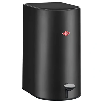 Image de Wesco Step Boy Poubelle en tôle d&#039;acier de qualité supérieure revêtue par pulvérisation Couleur Noir Mat, capacité 9 l, avec pédale