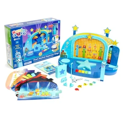 Image de hand2mind Learning Resources Numberblock Five’s Scène de Superstar Magique, Jouets pour Garçons et Filles 3 Ans, Ensemble Deluxe avec Figurine Five Incluse, HM96095 UK, Multi