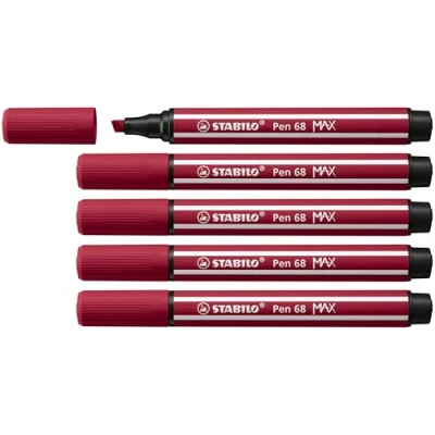 Image de Feutre dessin STABILO Pen 68 MAX ARTY Lot x 5 Feutres Coloriage Pointe Large rouge pourpre