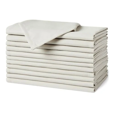 Image de Amazon Basics Serviettes de Table en Tissu, Anti Taches, Lavables et Réutilisables, Lot 12, 43 x cm, Blanc