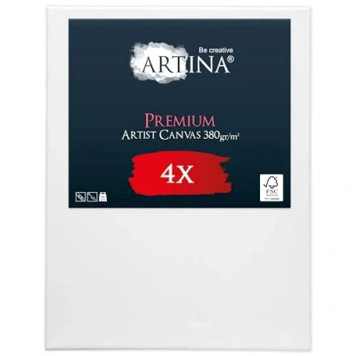 Image de Artina Lot de 4 Premium Toile Peinture Grand Format 60x80 cm Canvas Châssis Bois pour Stable 380 g/m² 100% Coton Vierge Peinte au préalable a Peindre Tableau