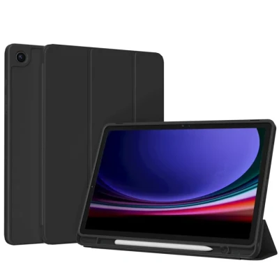 Image de Accezz Coque tablette portefeuille Smart Silicone pour Samsung Galaxy Tab A9 Plus Noir Neuf