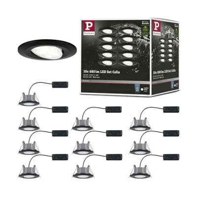 Image de Paulmann 92462 LED Calla Rond kit de 10 10x6W IP65 Blanc Neutre proj Noir Mat orientable Spots plast. Lampe encastrée 4000K, Matière, 60 W