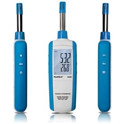 Image de PeakTech P 5039 Thermo hygromètre avec point de rosée et ampoule humide, écran LCD multifonction rétroéclairage