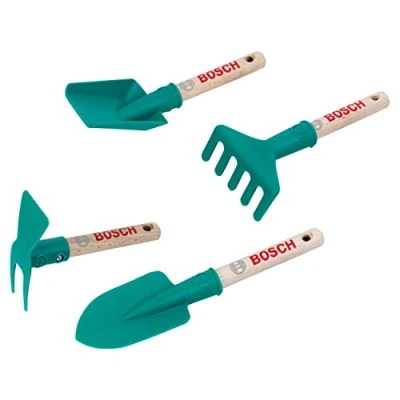 Image de Theo Klein 2735 Ensemble d&#039;outils de Jardinage à Main Bosch I Comprend Une bêche, Un râteau, Pelle et houe Trous Suspension Jouet pour Enfant partir 3 Ans