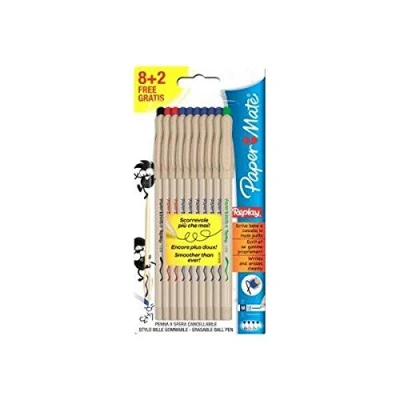 Image de Papermate Replay Stylo Bille Gommable Pointe Moyenne Assortiment Standard, Lot de 12