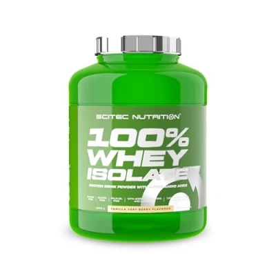 Image de Scitec Nutrition 100% Whey Isolate, Boisson en poudre aromatisée avec isolât de protéines, L glutamine, arginine et édulcorants, sans sucre, gluten, 1816 g, Vanille Fruits des bois
