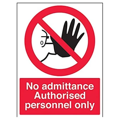 Image de vsafety 52018bc s &quot;Pas d&#039;admission d&#039;accès authorised personnel Only/main « L&#039;Interdiction signe, autocollant, Portrait, 300 mm x 400 mm, noir/rouge