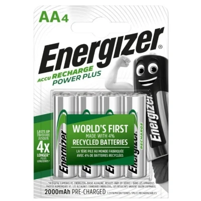 Image de Piles Rechargeables Energizer Power Plus AA/LR6 2000 mAh, pack de 4