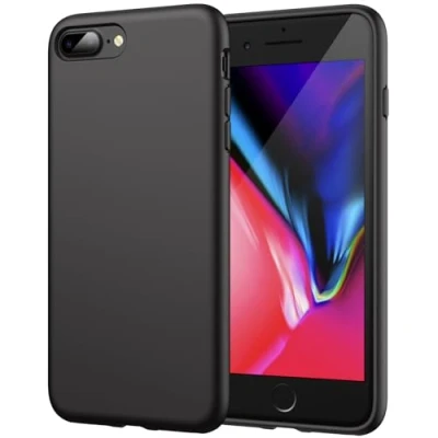 Image de JETech Coque en Silicone pour iPhone 7 Plus / 8 Plus, Étui de Protection Complète du Corps au Toucher Soyeux, Housse avec Doublure Douce Tissu Microfibre, Anti Chocs (Noir)