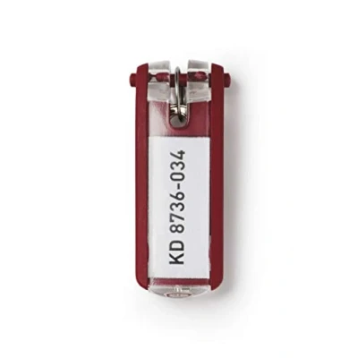 Image de Durable 195701 KEY CLIP Porte clés avec étiquette Personnalisable pour armoire à KEYBOX, Rouge (Lot de 6)