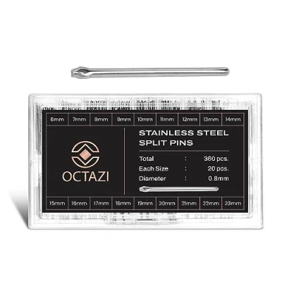 Image de OCTAZI kit d&#039;outils de retrait maillons pour bracelet montre, 360 pièces, barres à ressort réparation 8 25 mm en acier inoxydable, Argenté, Cotter Pins