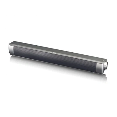 Image de iCES ISB 020 Mini Barre de Son Bluetooth (2 x 5 W RMS), avec câble Micro USB, entrée AUX et Lecteur Carte SD, Gris argenté