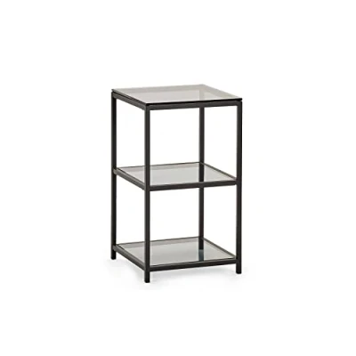 Image de Julian Bowen Chicago Table d&#039;appoint Haute et étroite, Verre fumé/Noir, Taille Unique