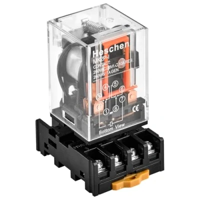 Image de Heschen Relais d&#039;usage MK2P I AC 220 V bobine DPDT 8 broches avec prise terminal enfichable PYF83A