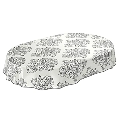 Image de ANRO Nappe en Toile cirée Lavable Motif vignes Beige/crème Ovale 220 x 140 cm