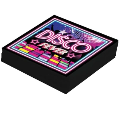 Image de FIESTAS GUIRCA 12 Serviettes Disco Fever Jetables (16x16 cm) Décoration de Table pour Fêtes Graduation et Célébrations Idéal Événements Rétro Multicolore