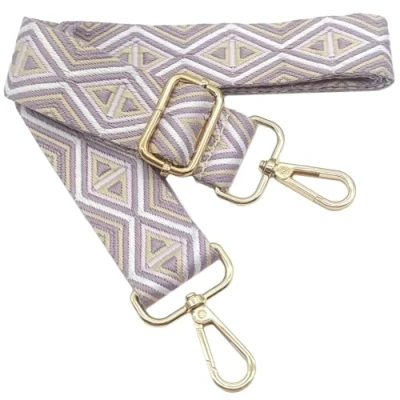 Image de Bandouliere de Rechange Reglable Beige Violet, 80 130cm Sangle Sac a Main Remplacement, Universelles mit Boucle Dore pour Femme à Main, Bandoulière Accessoires, 1207