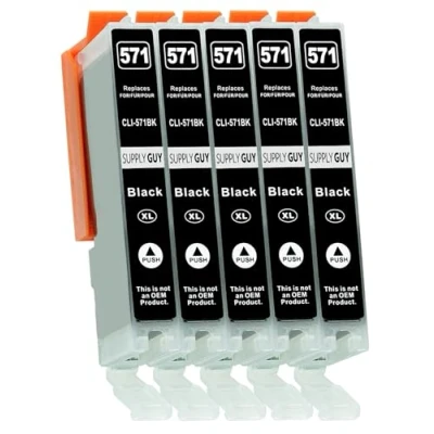 Image de Supply Guy 5 Cartouches d&#039;encre avec Puce Compatible Canon CLI 571 Noir Photo pour Pixma MG5750 MG5751 MG6850 MG7750 TS5050 TS5055 TS6050 TS8050 TS9050 TS9055 et Plus (Voir Page Produit)