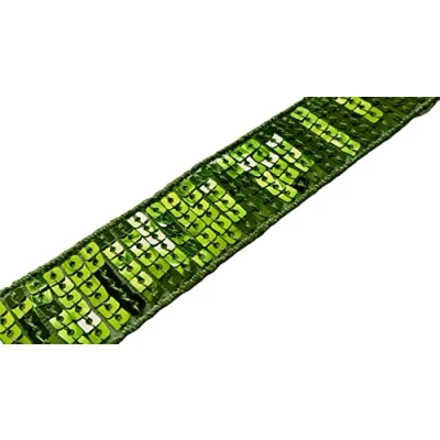 Image de Ruban Galon Bande Paillettes Sequins VERT ANIS Au Mètre Largeur 24 mm 6 Rangs de (vert anis)