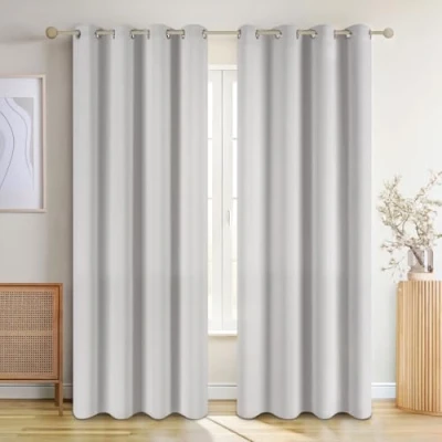 Image de Blumtal Lot de 2 Rideaux Occultants Rideau Thermique Isolant Anti Froid Occultant avec Œillets Fenetre, 140 x 295 cm, Moonlight Grey Gris…