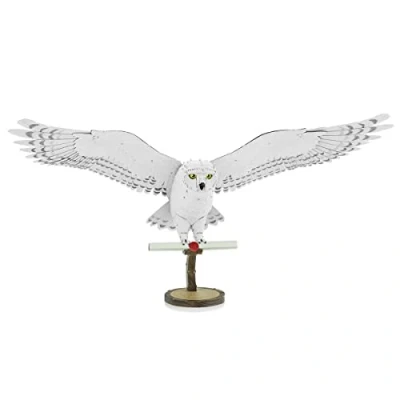 Image de Fascinations PS2007 Metal Earth Kit de construction 3D en métal, motif chouette dans la neige, Hedwig, découpé au laser, puzzle 3D, à monter soi même, avec 2,5 cartes métalliques, partir 14