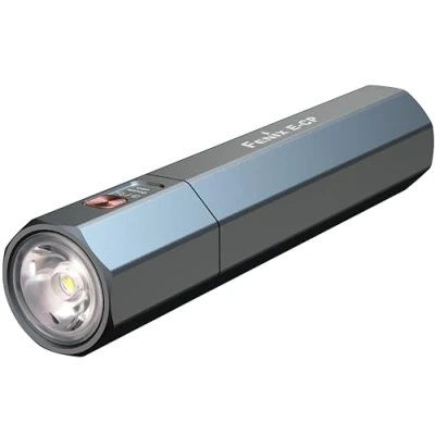 Image de Fenix E CP Lampe de poche rechargeable multi usage Bleu 1600 lumens 222 m 504 heures maximum Interrupteur à bouton unique 5000 mAh Sortie USB A et C IP68