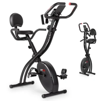 Image de FITFIU Fitness BEST 320 Vélo d&#039;exercice pliable avec dossier et sandows, mode rameur, disque d&#039;inertie de 8 kg, cardiofréquencemètre, poids max. 120 kg