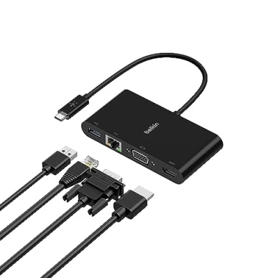 Image de Belkin USB C Multimedia Adapter (GBE, HDMI, VGA, A), BLK