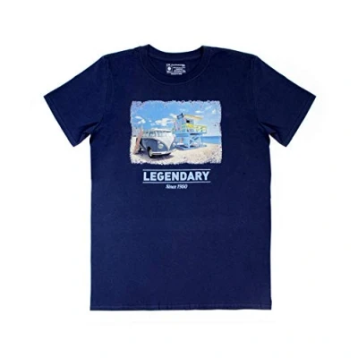 Image de BRISA VW Collection Volkswagen Combi Bus T1 Camper Van T Shirt à la Mode avec Coupe Classique, Chemise Manches Courtes pour Hommes et Femmes Motif rétro (S/Beachlife/Bleu)