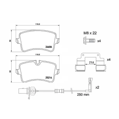Image de BREMBO P 85 157 Jeu de plaquettes frein contact signal d&#039;usure inclus avec vis d&#039;étrier accessoires AUDI: A4 B9 Avant, A8 D4