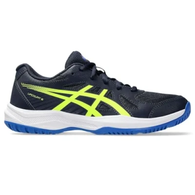 Image de Asics Upcourt 6 Unisex Chaussures de handball pour enfants, Taille: 35.5, Midnight/safety yellow Tissu / matière synthétique