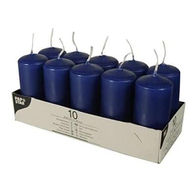 Image de Papstar Bougie en cire de paraffine, bleu foncé, 4 cm (l) x 9 (H)