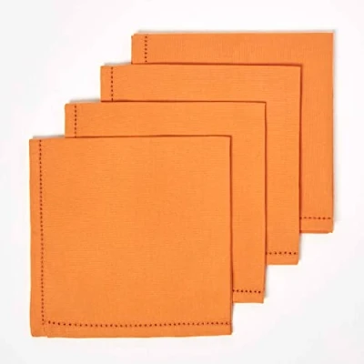 Image de HOMESCAPES Serviettes de Table en Coton, Lot 4, Linge uni, Terracotta