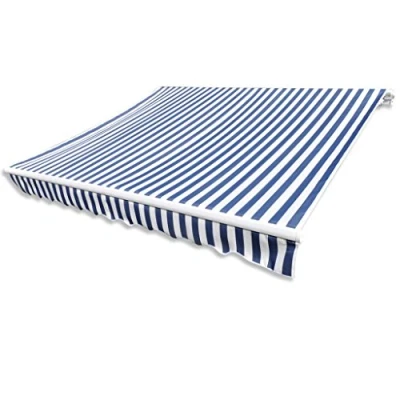 Image de Festnight Store Banne en Toile Bleu et Blanc 3 x 2,5 m (Cadre Non Inclus)