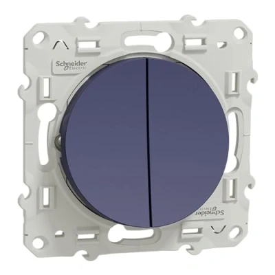 Image de Schneider Electric Odace, Double va et vient Cobalt, à vis, connexion rapide S550214