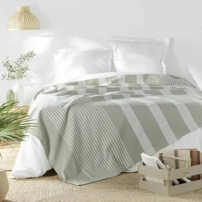 Image de douceur d&#039;intérieur, Couvre Lit (240 x 260 cm) Adele Sauge, Coton &amp; Polyester Tissé