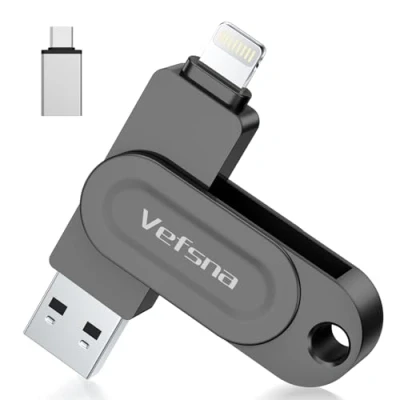 Image de Cle USB pour iPhone, Vefsna Clé C 512 Go Apple Certifié Lightning Clef 3.0 Photo Stick Stockage Externe iPad Mac iOS OTG Android Mobile PC avec MFI Lightning, 3.0, Type 3 in 1