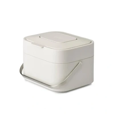 Image de Joseph Stack 4 Poubelle pour les déchets alimentaires avec couvercle et Filtre Anti Odeurs, Bac à compost de cuisine poignée, Gris Pierre, L