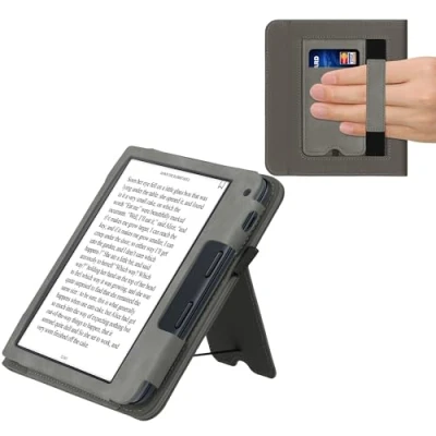 Image de kwmobile Étui Compatible avec Kobo Libra 2 Coque à Rabat magnétique Tablette eReader Daim synthétique Gris