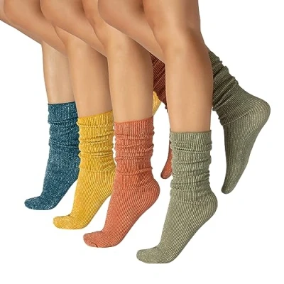 Image de CALZITALY PACK 4 PAIRES Chaussettes Brillantes, Socquettes Côtes, Opaques Multicolore Made in Italy (Taille unique, LUREX ASSA)