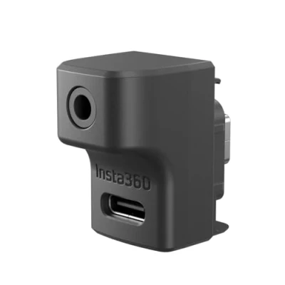 Image de Adaptateur Microphone Insta360 Ace/Ace Pro Type C et 3,5 mm Charge pendant l&#039;utilisation Noir