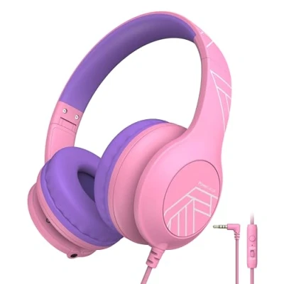 Image de PowerLocus Casque Audio Enfant, Enfant Filaire avec Volume Limité 85/94dB, Son Stéréo, Musique pour Enfants, Pliable, Partager l’Audio, Micro Integré iPad/Voyage/Tablette/Téléphone