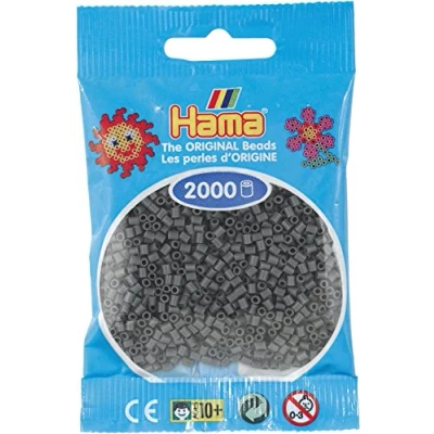 Image de Hama 501 71 Loisirs Créatifs Sachet 2000 Perles à Repasser Taille Mini Gris Foncé
