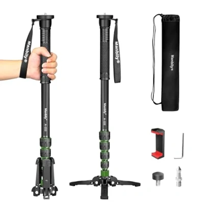 Image de Manbily Monopode Caméra Avec Pieds Pour Appareil Photo 5 sections 170cm Extensible Portable en Aluminium de Voyage Trépied Base Amovible DSLR Caméscope Reflex Canon Nikon Sony Max 7KG