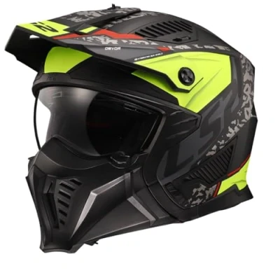 Image de LS2, Casque Moto Jet Modulable DRIFTER DEVOR Matt Black H V Yellow, L