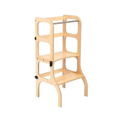 Image de Tour d&#039;Apprentissage Montessori Table et Chaise Naturel/Argenté